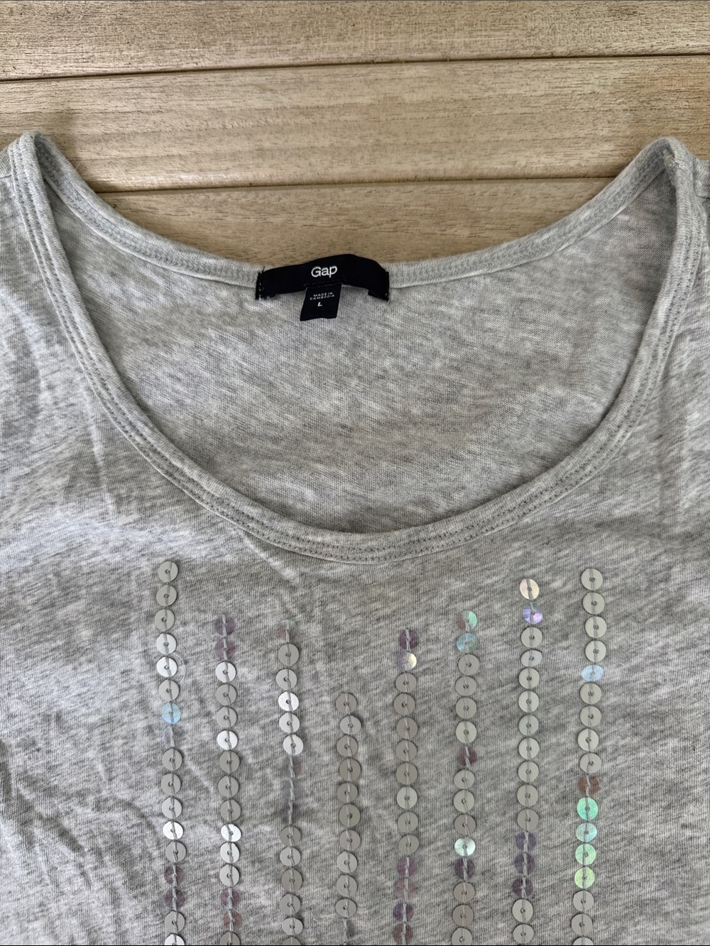 GAP Light Gray Sequin Scoop Neck Tank